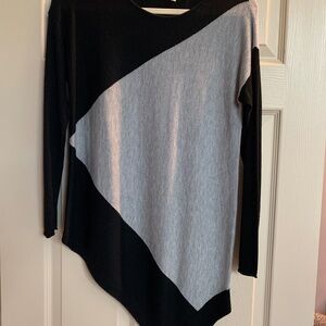John Vass Black/Gray Angled Long Sweater sz S